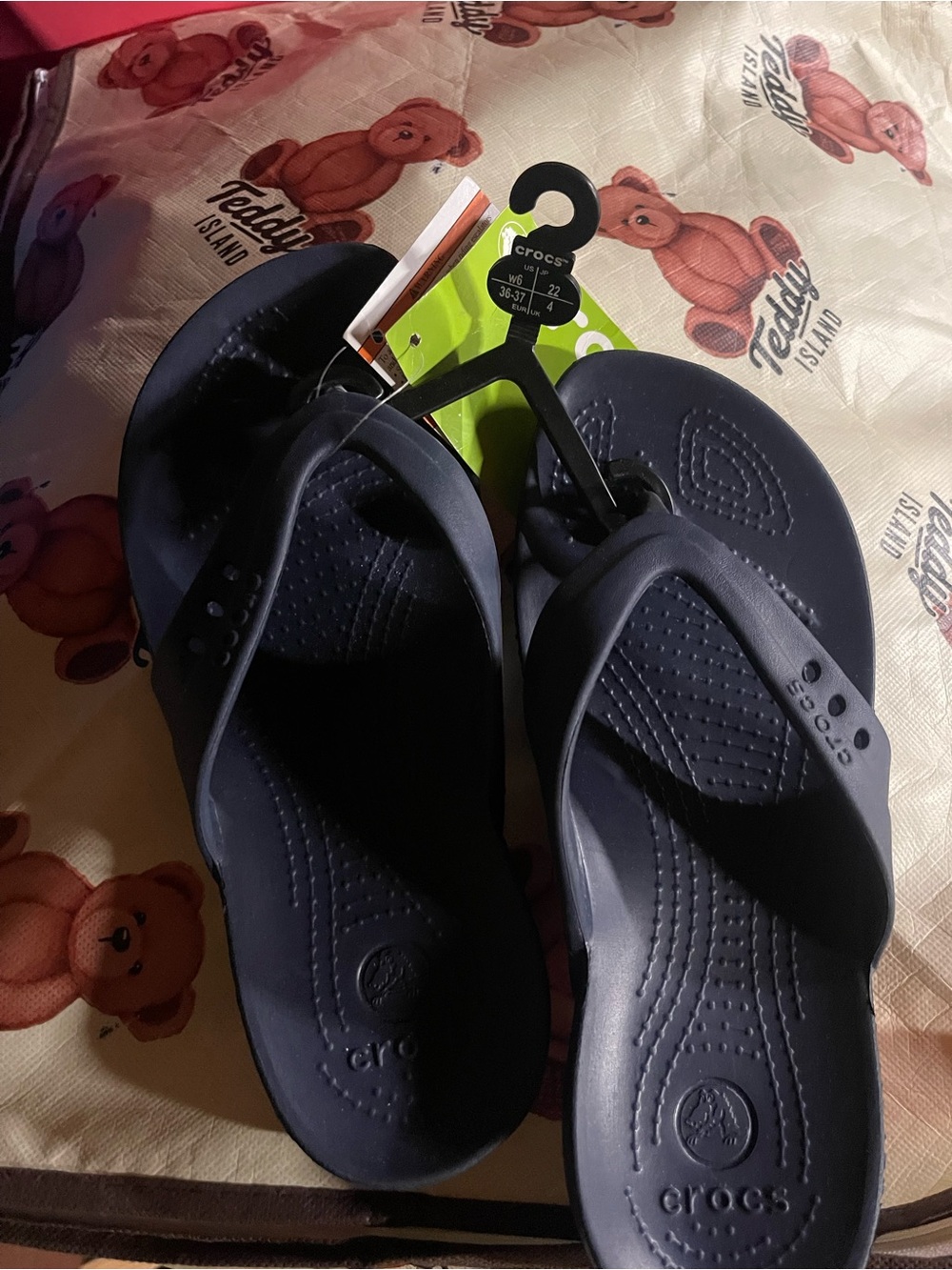 CROCS Navy Blue Thong Flip Flops - Classic Croslite Sandals